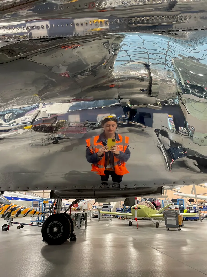 Filming interviews in the Red Bull Hangar in Salzburg.