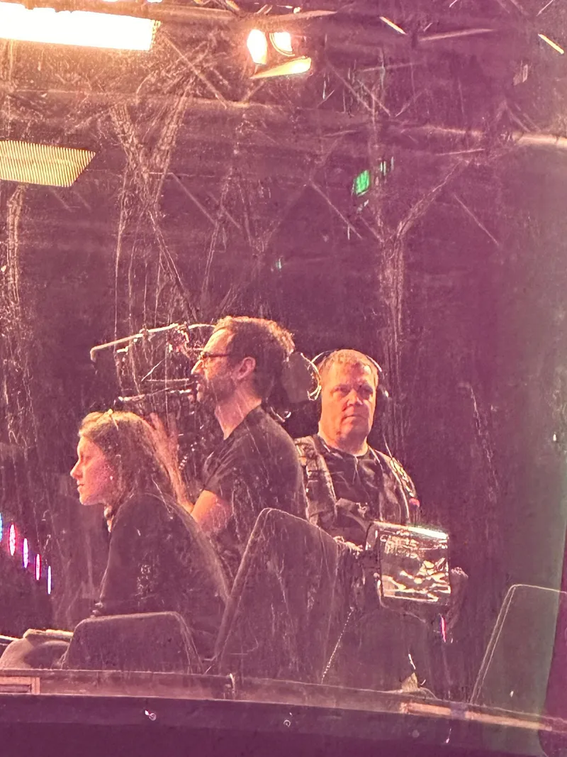 Interviewing a pundit at the 2024 World Darts Championship.